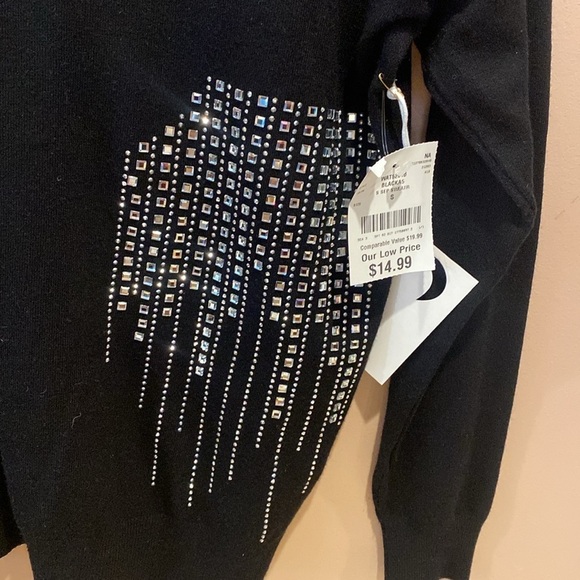 NWT Luna Black Sweater with Embellishments - Picture 3 of 5